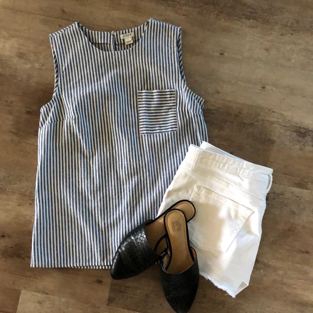JCREW linen striped tank